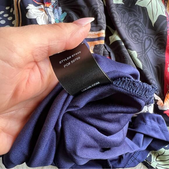 Lulus Aleta Navy Blue Print Short Sleeve Surplice Maxi Dress - Picture 10 of 10